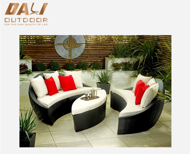 Suosittu Patio paju huonekalut pyöreä puutarha solarium / rottinki leposohva tyynyllä